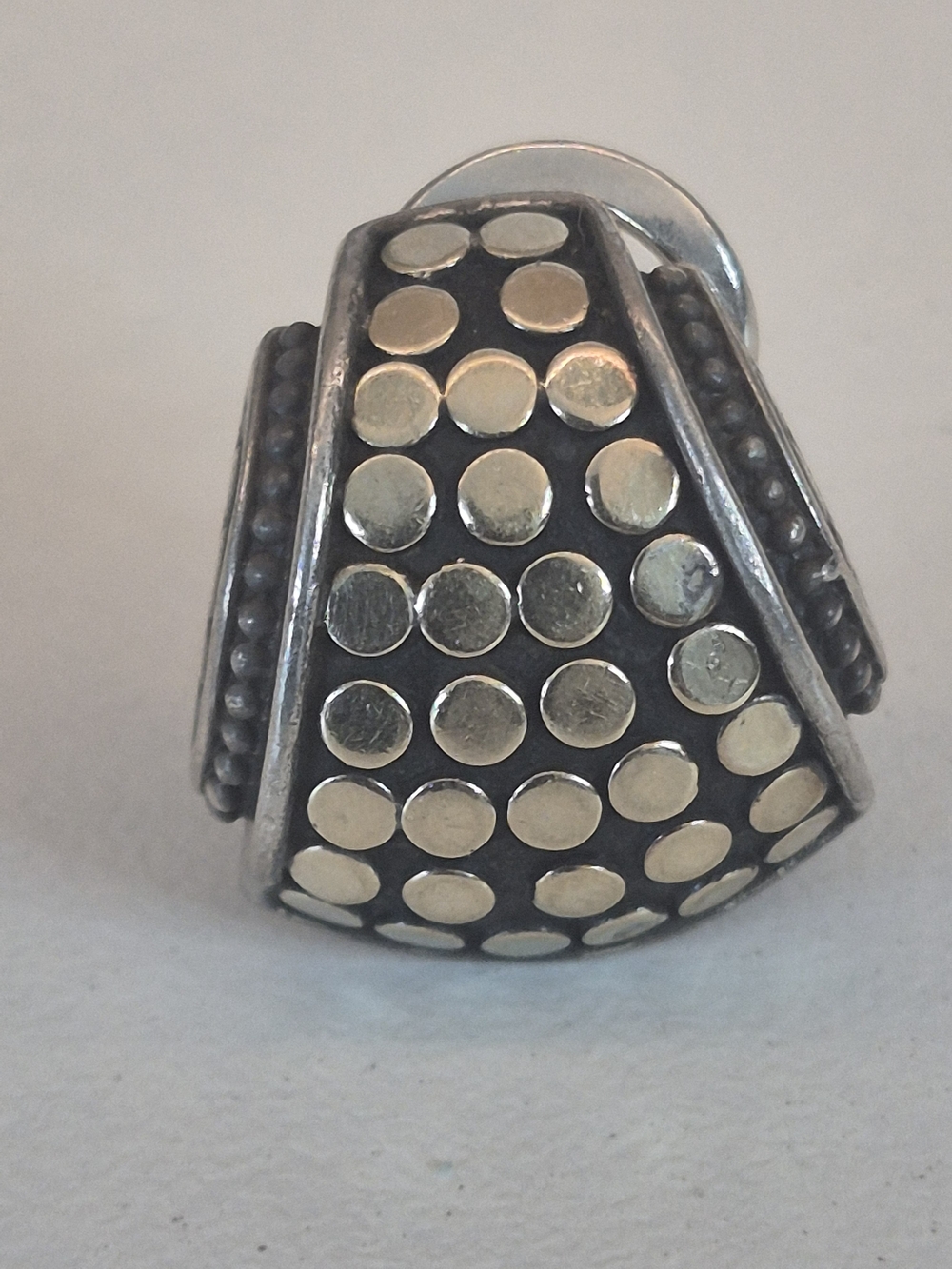 John Hardy Oxidized Sterling Silver & 14k  Dot-Accent Omega Back Single Earring